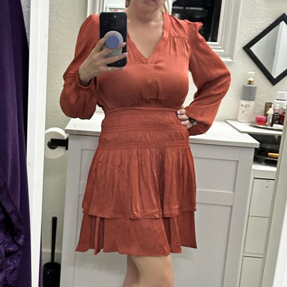 Current air small boho chic long sleeve dress rare ginger salmon color - Picture 10 of 10